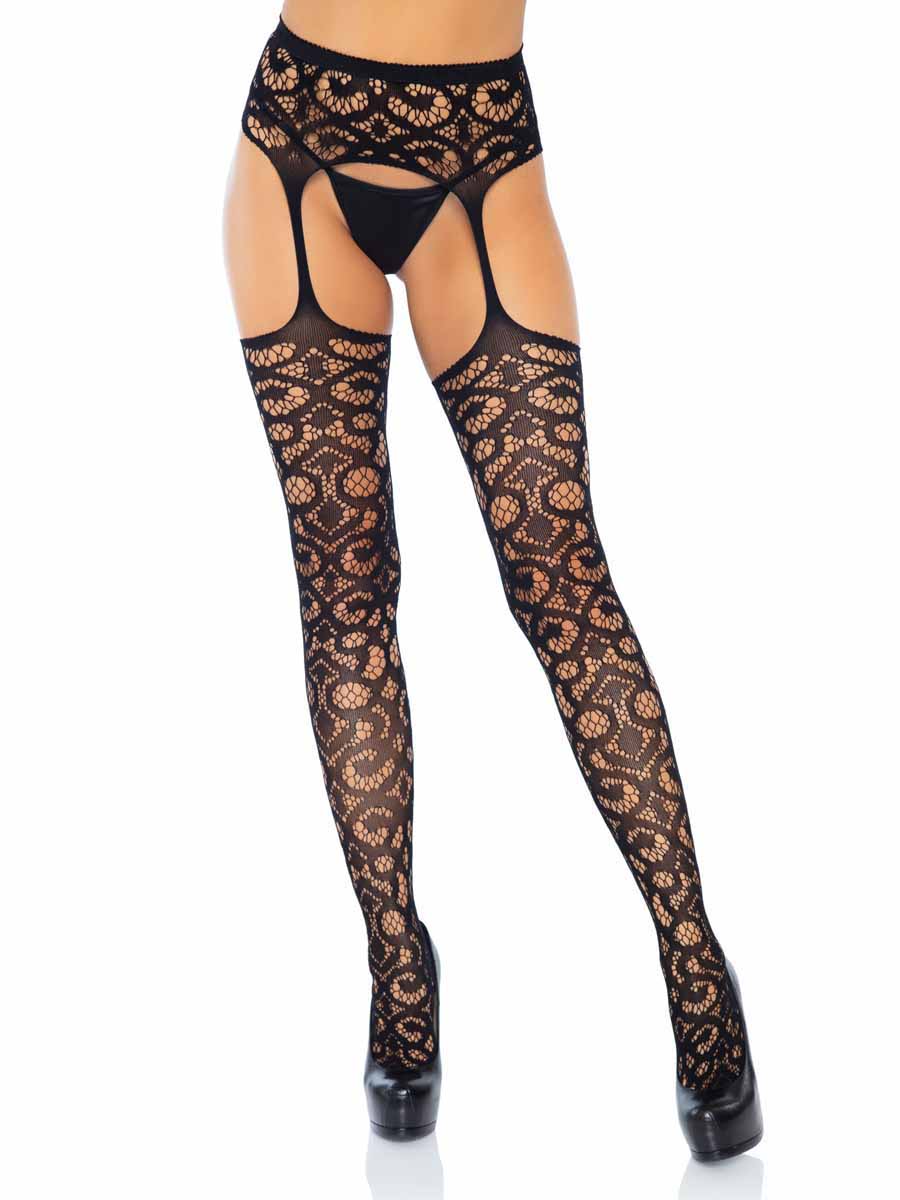 LA1780 - Scroll Lace Suspender Pantyhose Pantyhose Leg Avenue