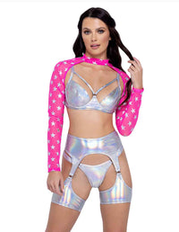R-6325 - Hologram Thong Bottoms With set
