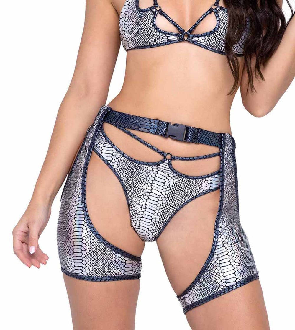 R-6319 - Snake Skin Short Chaps with Belt By Roma