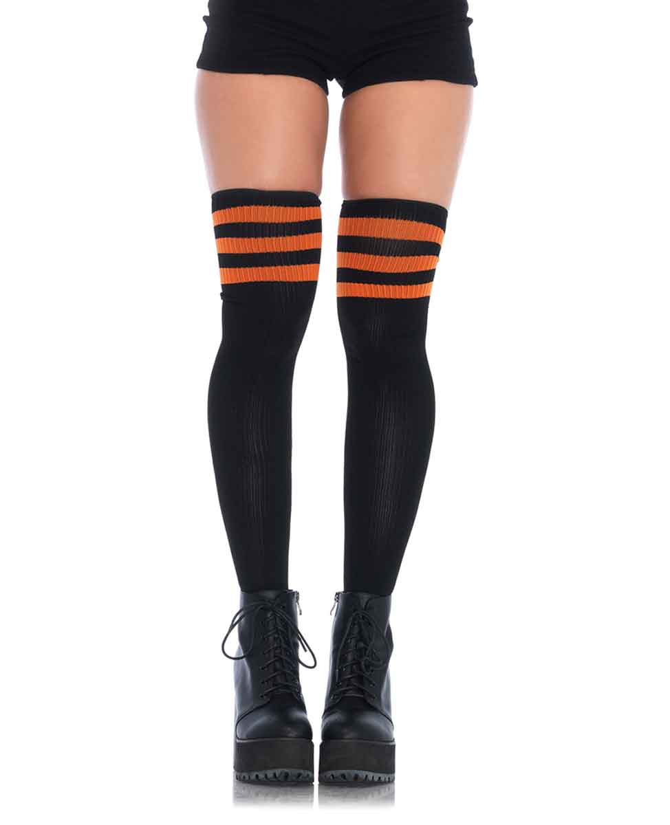 LA6605 - Athlete Thigh High Stockings Leg Avenue Black/Orange One Size