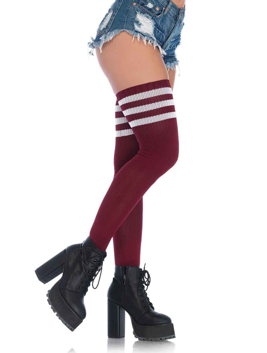 LA6605 - Athlete Thigh High Stockings Leg Avenue Burgundy One Size
