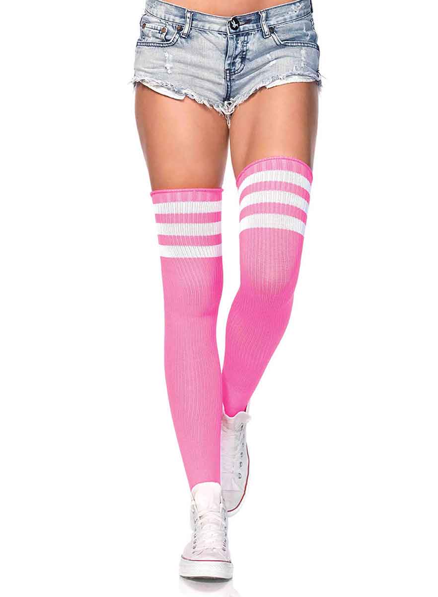 LA6605 - Athlete Thigh High Stockings Leg Avenue Neon Pink One Size