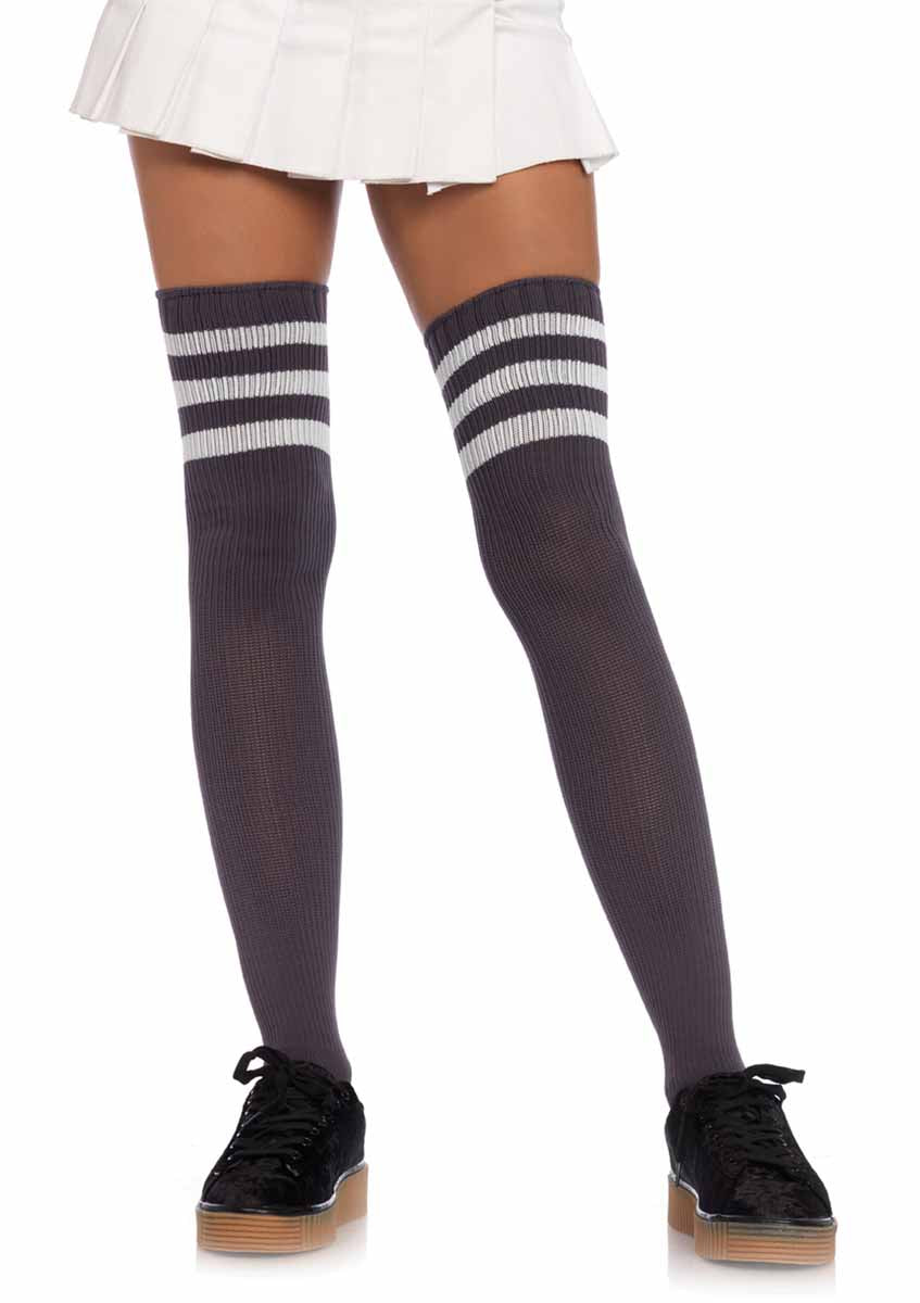 LA6605 - Athlete Thigh High Stockings Leg Avenue Grey/White One Size