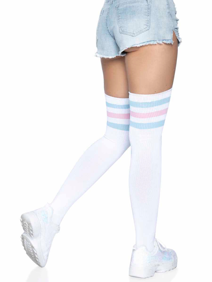 LA6605 - Athlete Thigh High Stockings Leg Avenue Pink/Blue One Size