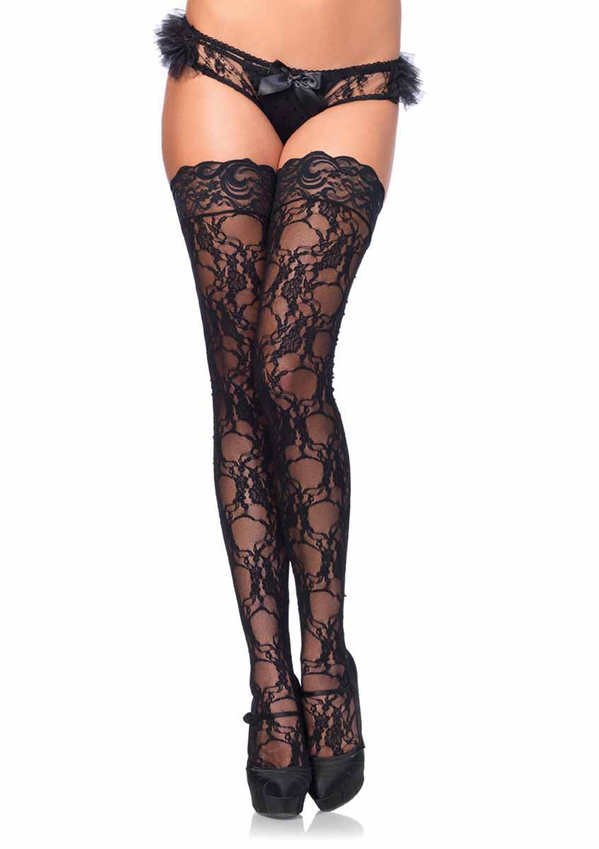 LA9985 - Stay up Floral Lace Stockings