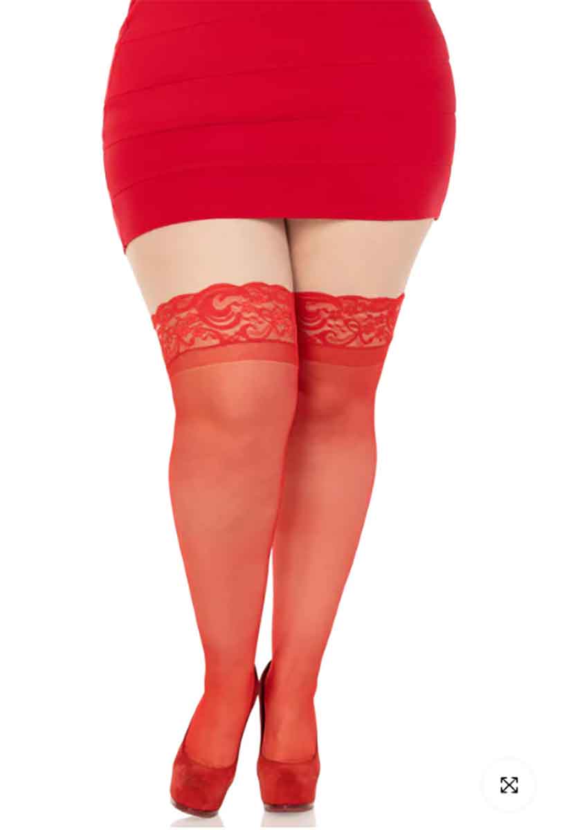 LA1022Q - Plus Size Stay up Sheer Thigh Highs