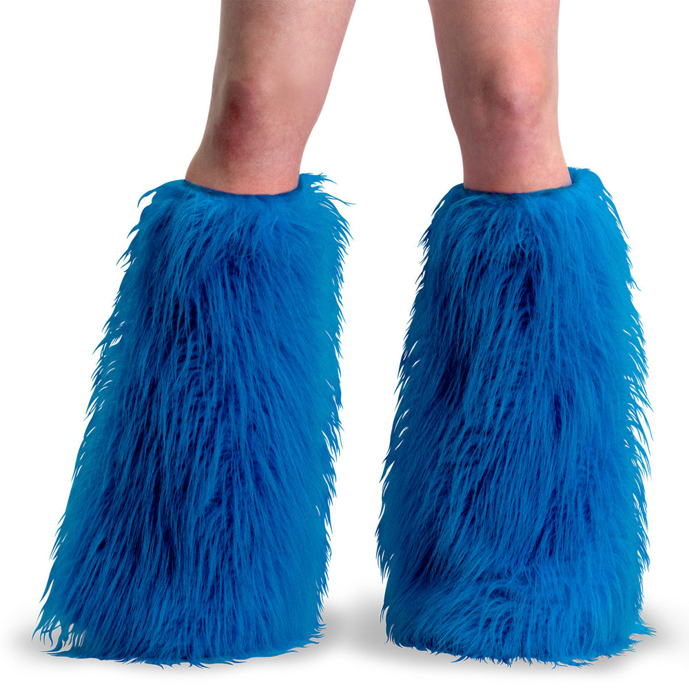 Adult Blue Faux Fur Boot Sleeve, Leg Warmer Boot Cover