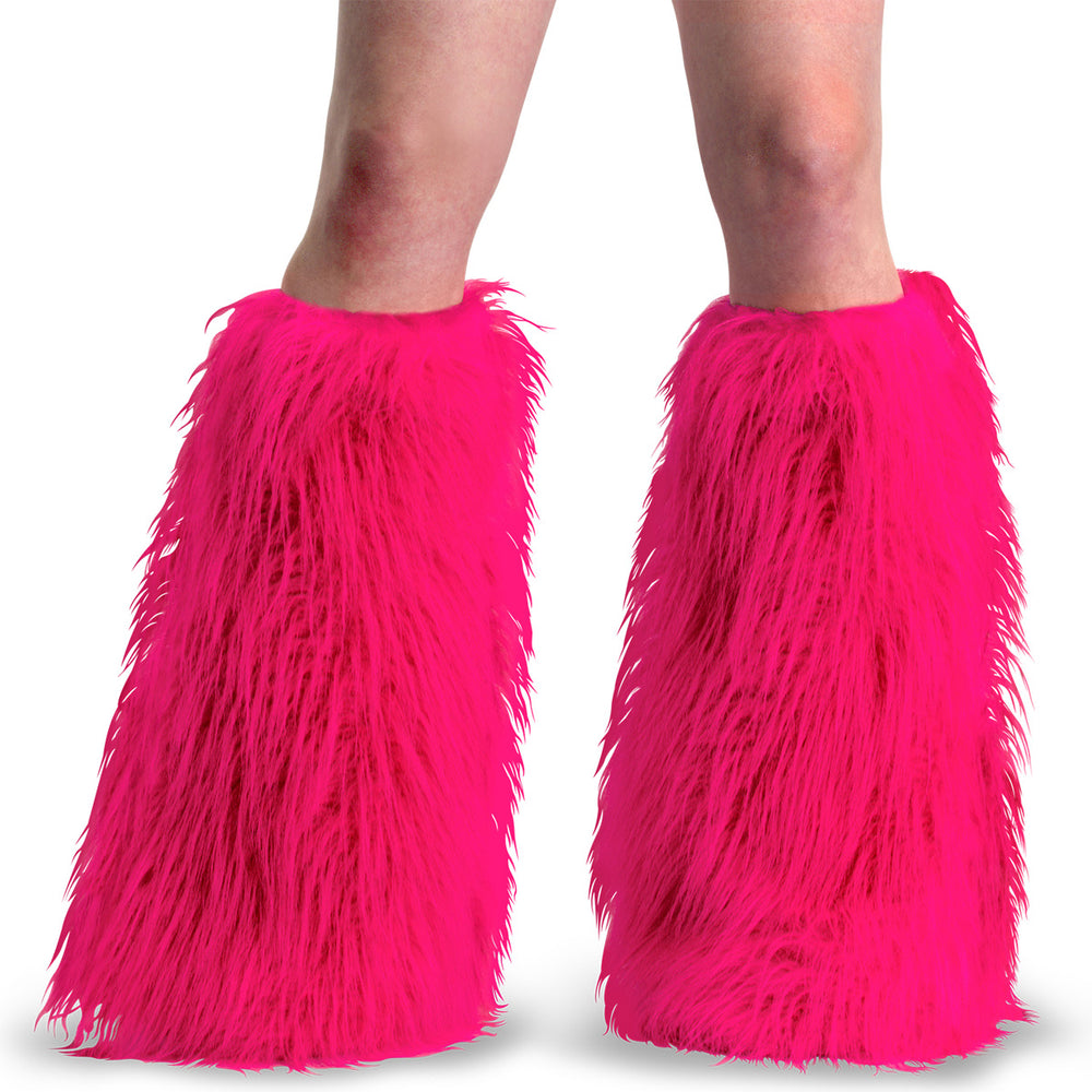 Adult Hot Pink Faux Fur Boot Sleeve, Leg Warmer Boot Cover