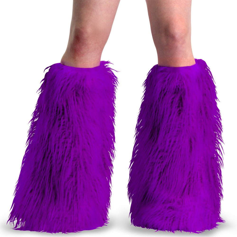 Adult Purple Faux Fur Boot Sleeve, Leg Warmer Boot Cover