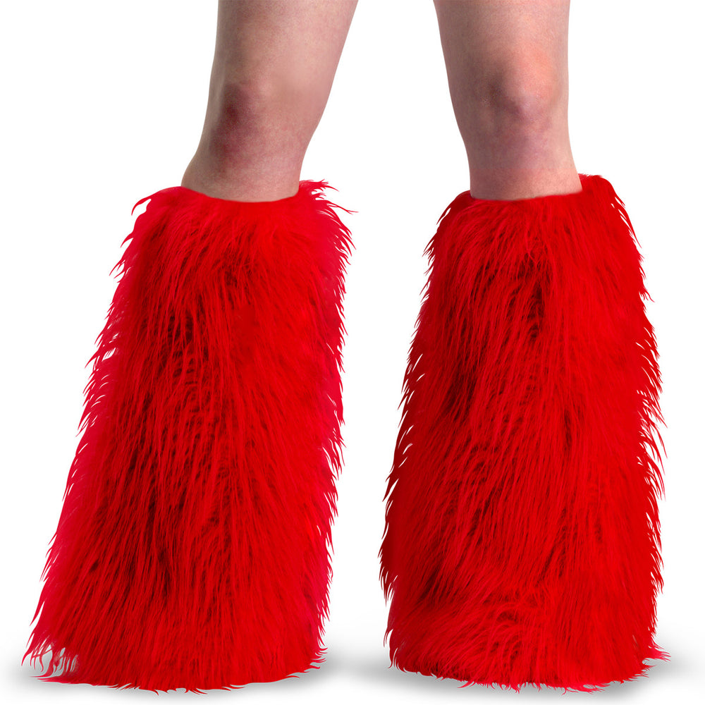 Adult Red Faux Fur Boot Sleeve, Leg Warmer Boot Cover
