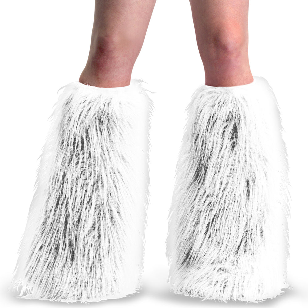 Adult White Faux Fur Boot Sleeve, Leg Warmer
