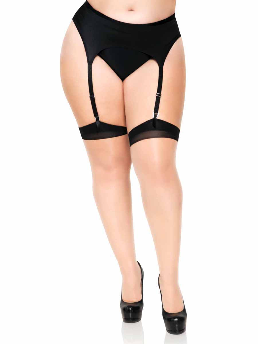 LA1024Q - Plus Size Contrast Cuban Heel Backseam Stockings Stockings Leg Avenue   