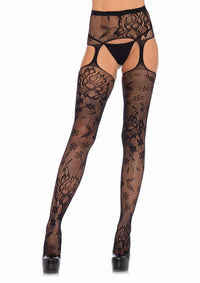 LA1082 - Floral Lace Suspender Pantyhose Pantyhose Leg Avenue   