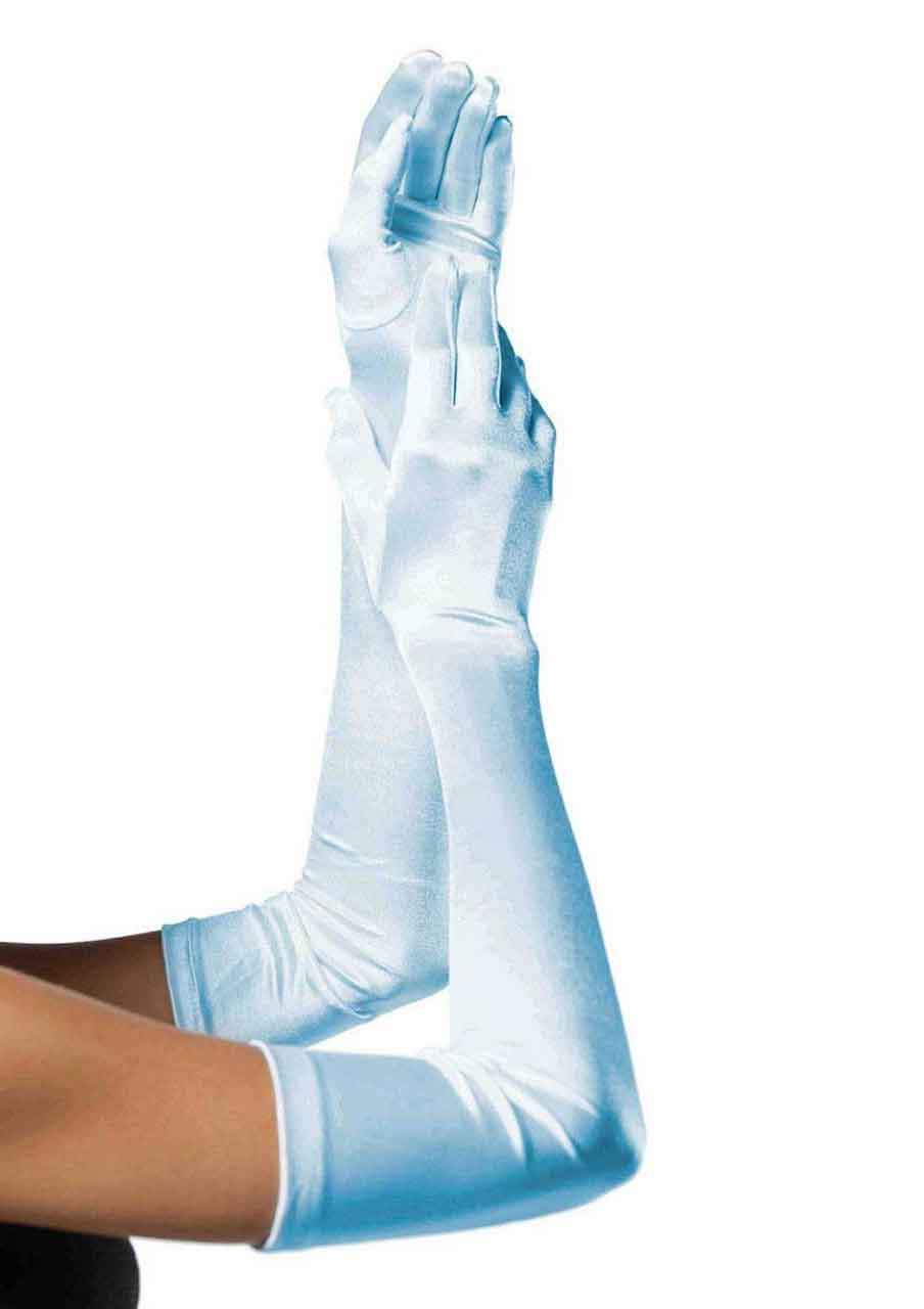 LA16B - Satin Gloves  Leg Avenue Light Blue One Size 