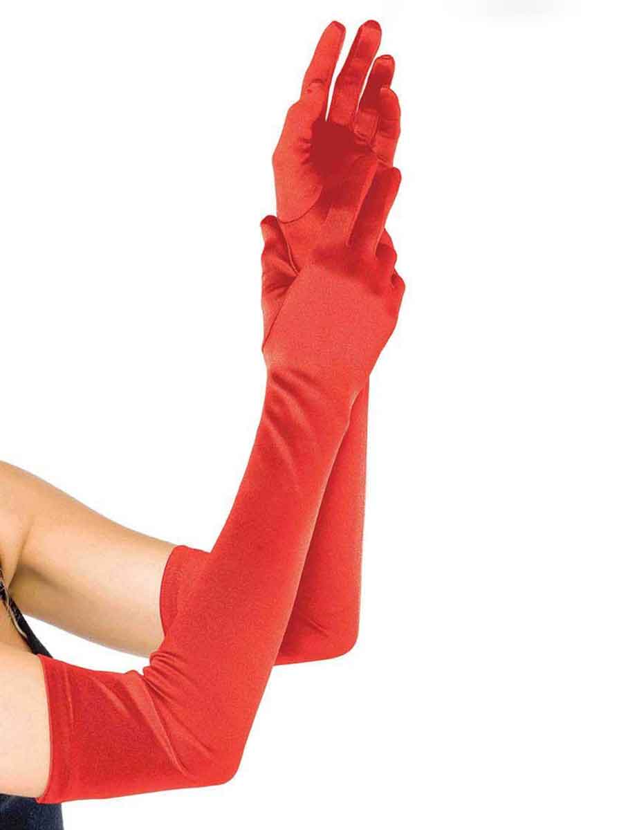 LA16B - Satin Gloves  Leg Avenue Red One Size 