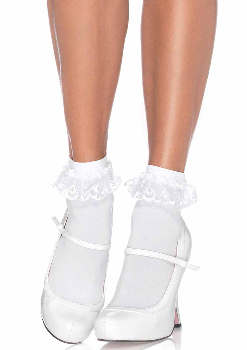 LA3013 - Anklets with Ruffle Anklets Leg Avenue White One Size 