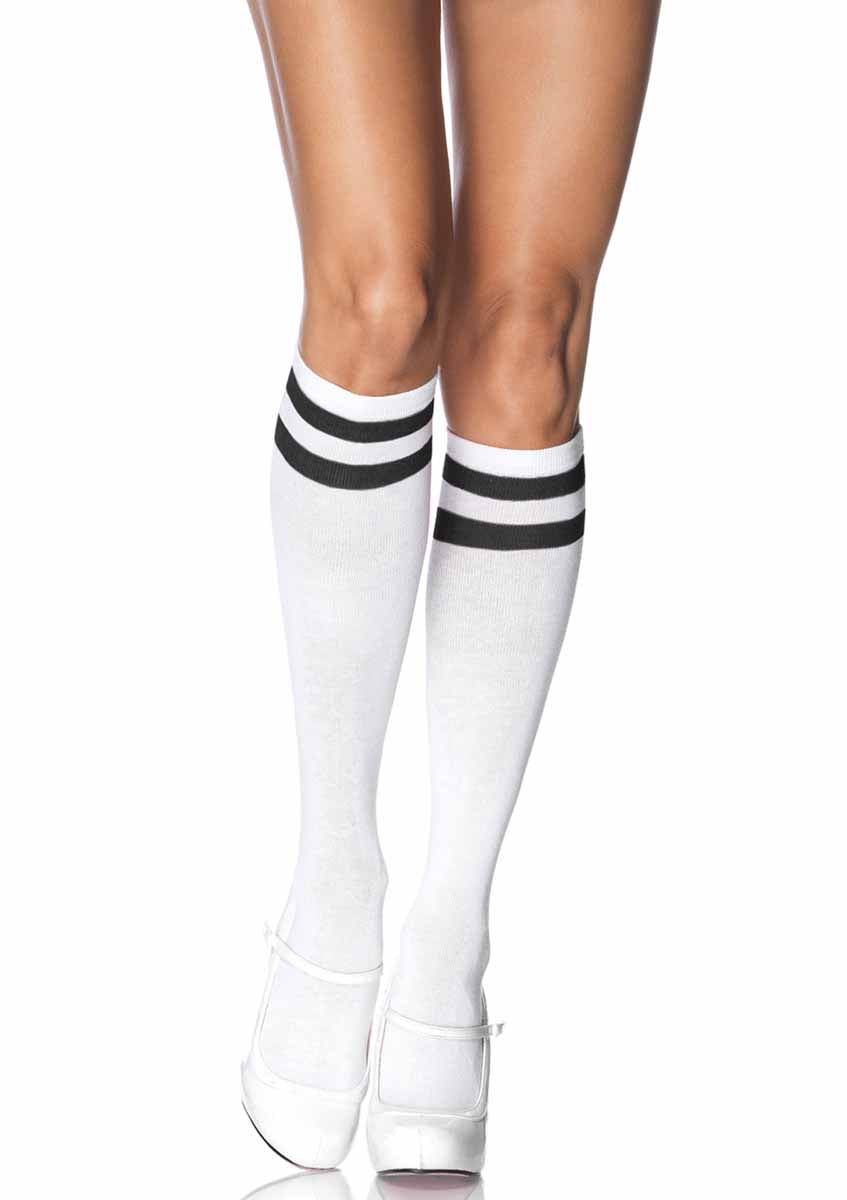 LA5522 - Athletic Knee Highs Knee Highs Leg Avenue White/Black One Size 