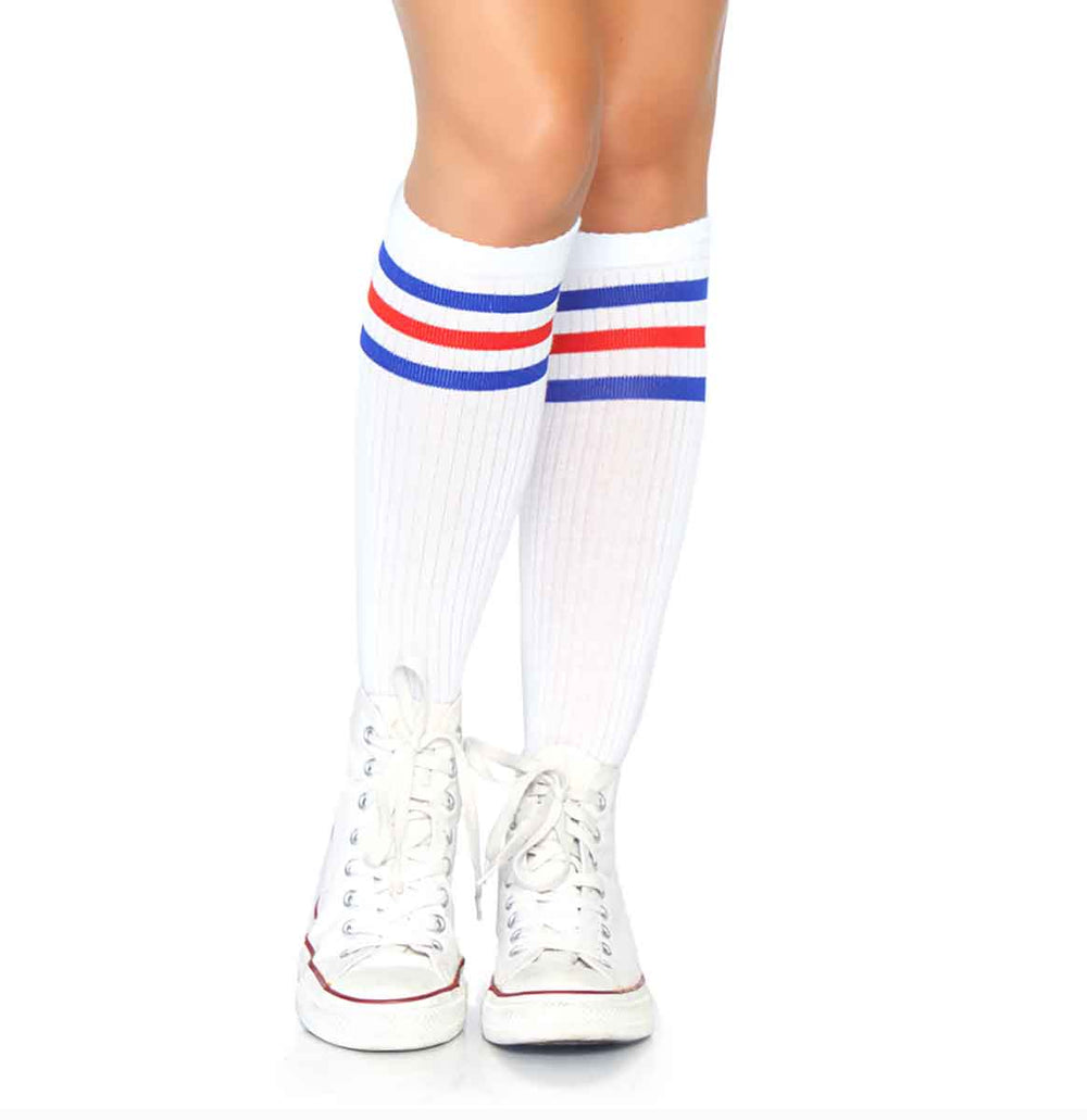 LA5614 - Athletic Striped Knee Highs Knee Highs Leg Avenue   