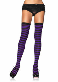 LA6005 - Stripe Stockings Stockings Leg Avenue Black/Purple One Size 