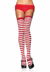 LA6005 - Stripe Stockings Stockings Leg Avenue White/Red One Size 