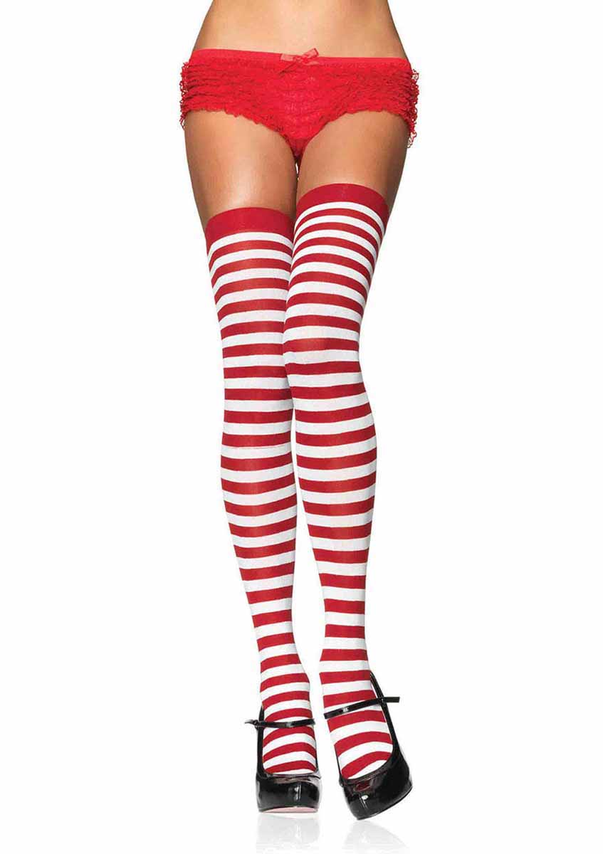 LA6005 - Stripe Stockings Stockings Leg Avenue White/Red One Size 