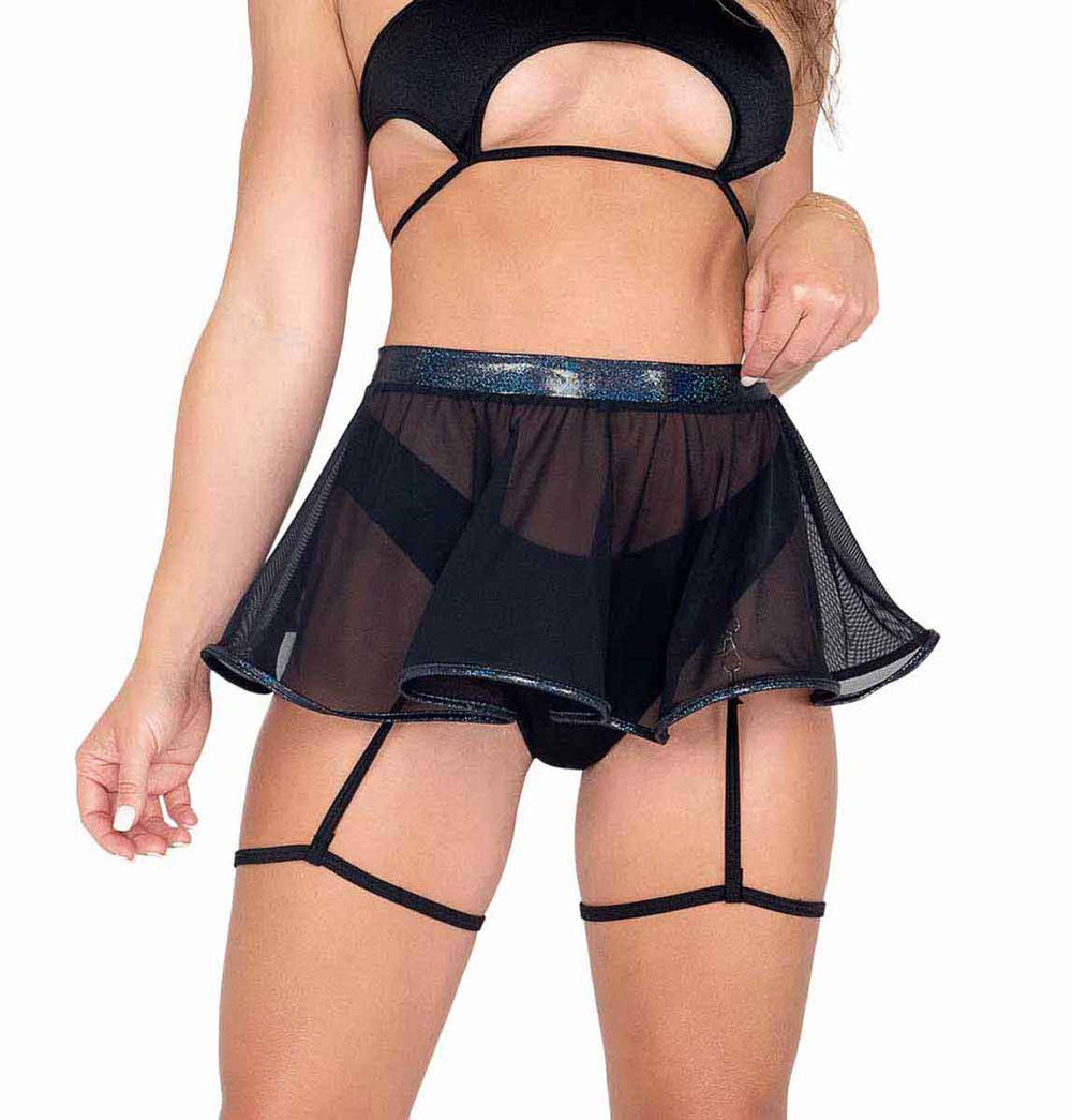 R-6010 Sheer Mesh Skirt Skirts Roma Black S 