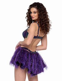 R-6241 Purple Faux Fur Skirt with Harness Skirts Roma   