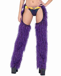 R-6252 Purple Faux-Fur Chaps with Belt Chaps Roma   