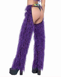 R-6252 Purple Faux-Fur Chaps with Belt Chaps Roma   