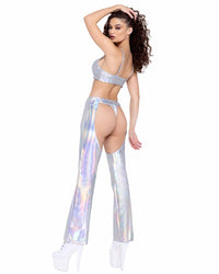 Hologram Crop Top with Buckle Close Full Back View