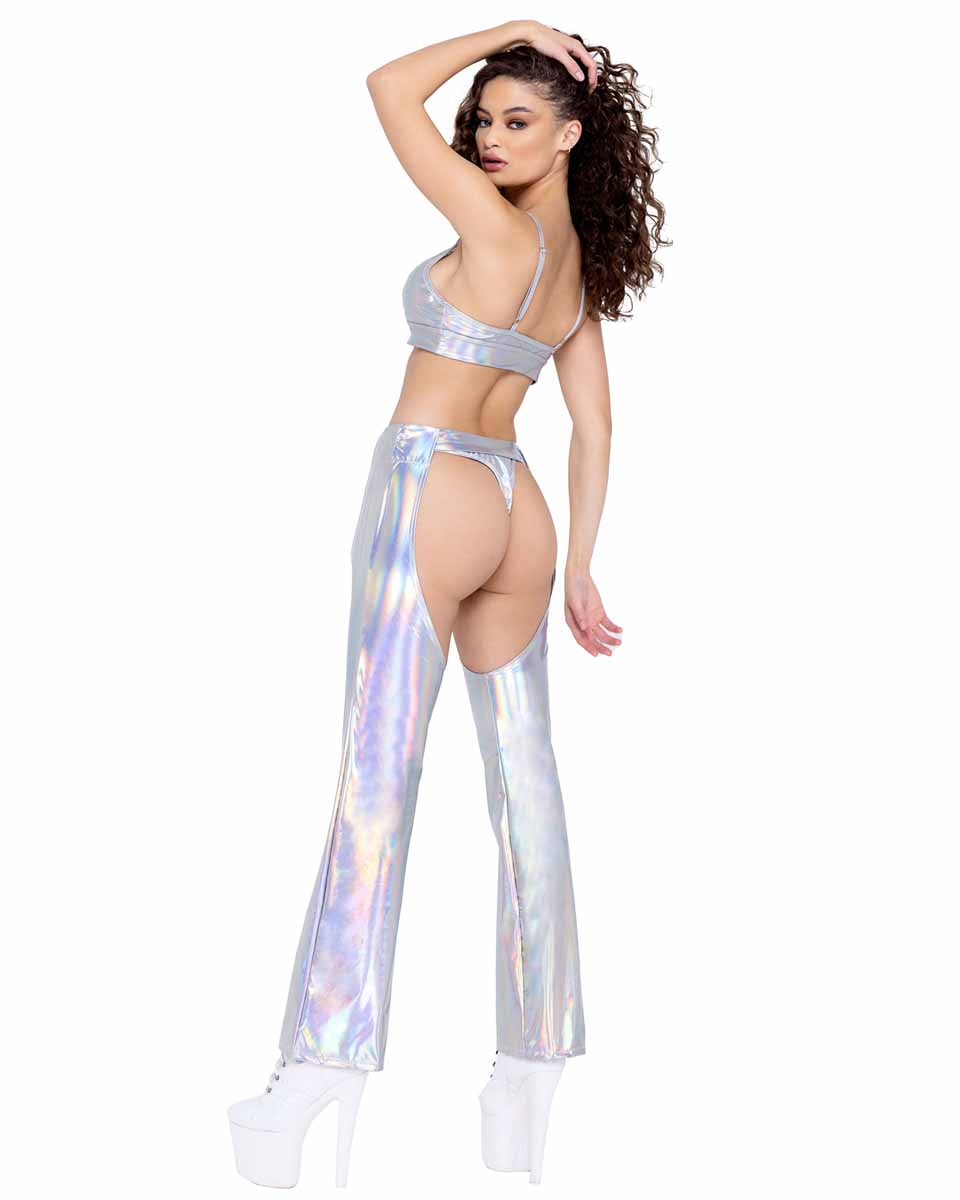 Hologram Chaps with Belt Back View