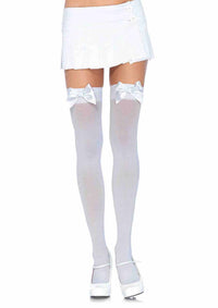 LA6255 - Nylon Stocking with Bow Stockings Leg Avenue White One Size 