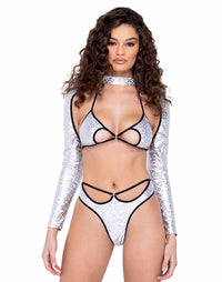 Roma R-6281 - Ring Hologram Thong Back Bottom with Strap and Cut Out Detail