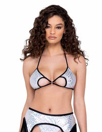 R-6280 - Ring Hologram Key Hole Triangle Tie-Top Tops Roma   