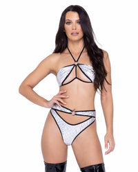 Roma R-6290 - Ring Hologram Shorts that have thong back with Keyhole Cutout Set View