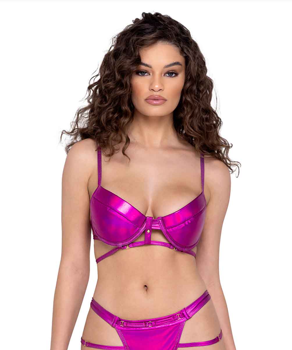 R-6293 - Padded Underwire Bra Top With Strap Tops Roma   