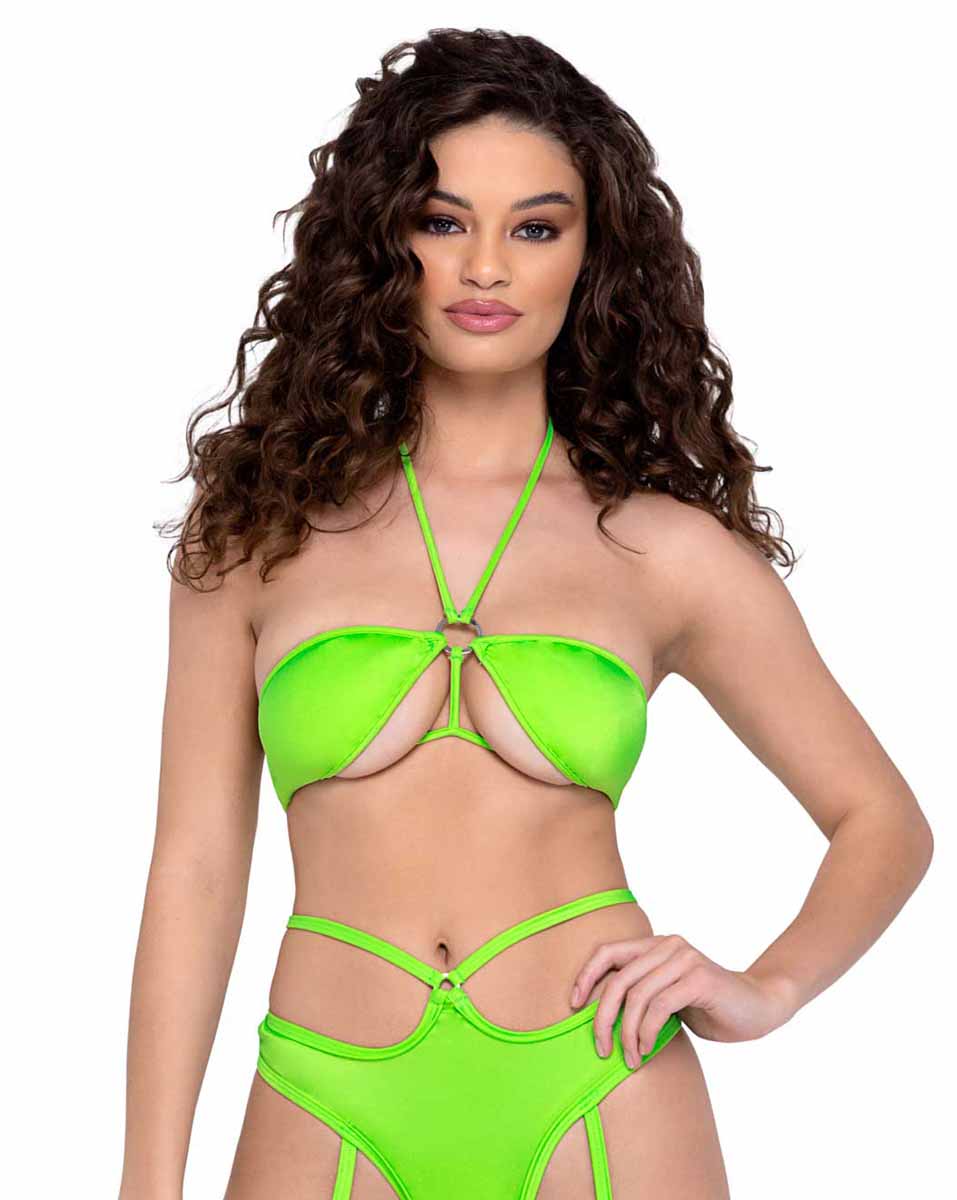 R-6322 - Tie-Top Bikini Top Tops Roma Neon Green S 