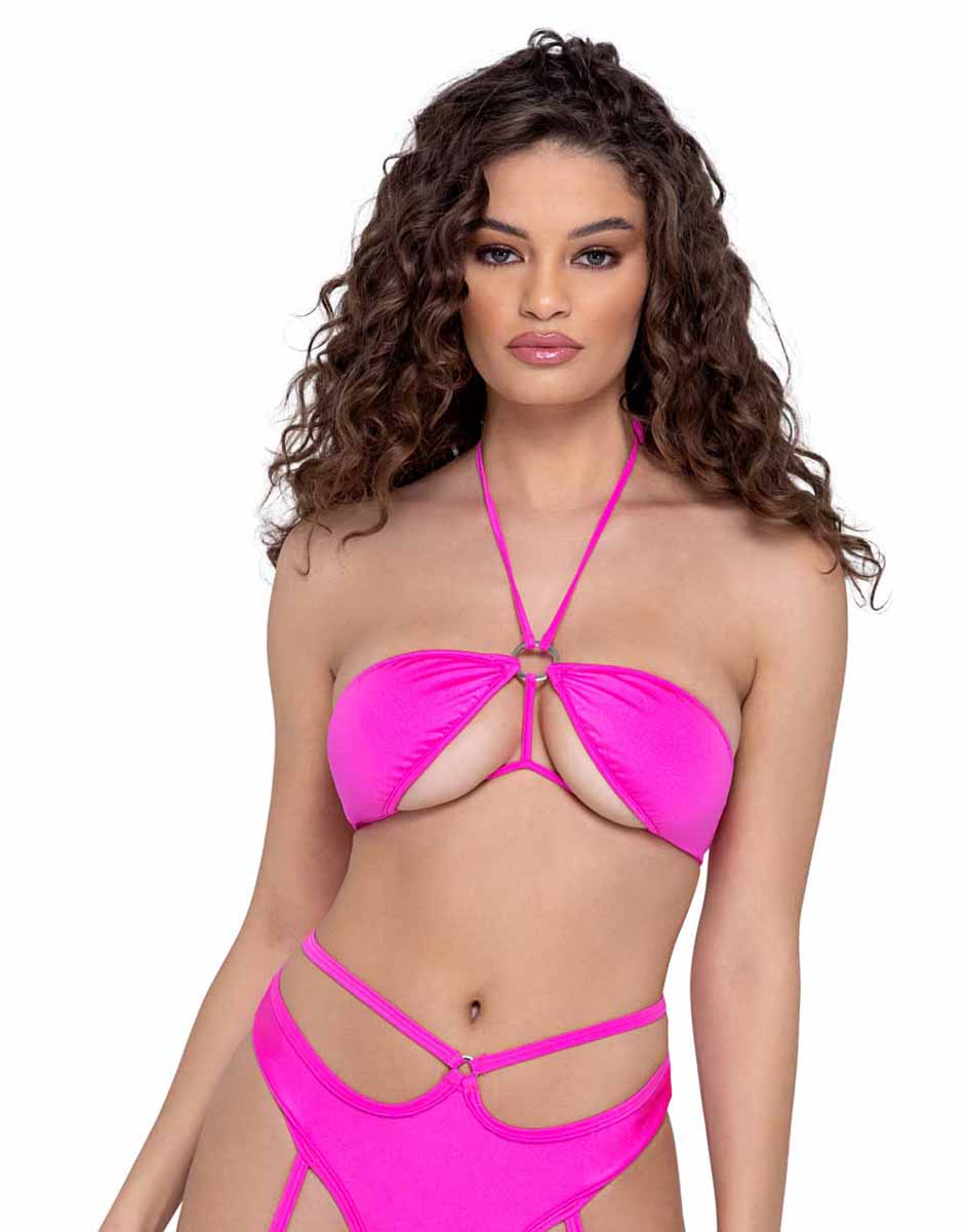 R-6322 - Tie-Top Bikini Top Tops Roma Hot Pink S 