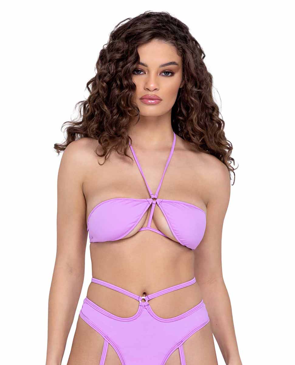 R-6322 - Tie-Top Bikini Top Tops Roma Lavender S 