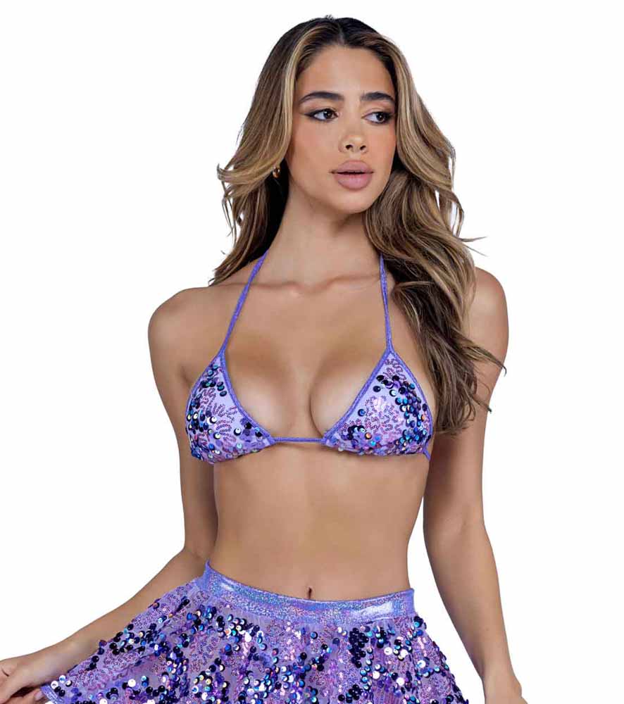 R-6413 Lavender Sequin Bikini Top  Roma   