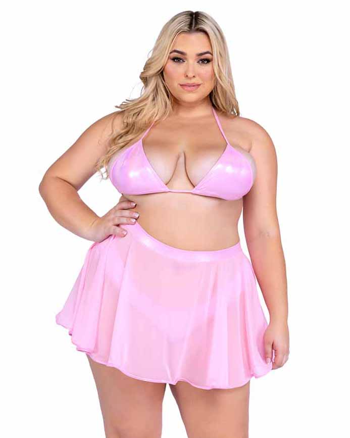 R-6542 Extended Size Baby Pink Sheer Mesh Skirt  Roma   