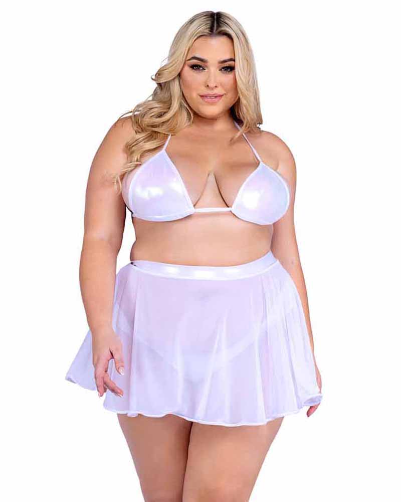 R-6542 Extended Size White Sheer Mesh Skirt  Roma   