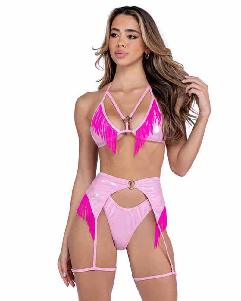 R-6453 Baby Pink Thong Back Shorts Thongs Roma   