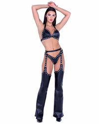 R-6489 Faux Leather Chaps with Stud Chaps Roma   