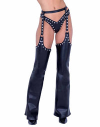 R-6489 Faux Leather Chaps with Stud Chaps Roma   