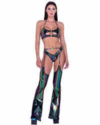 R-6493 Rainbow Vinyl and Fishnet Chaps  Roma   