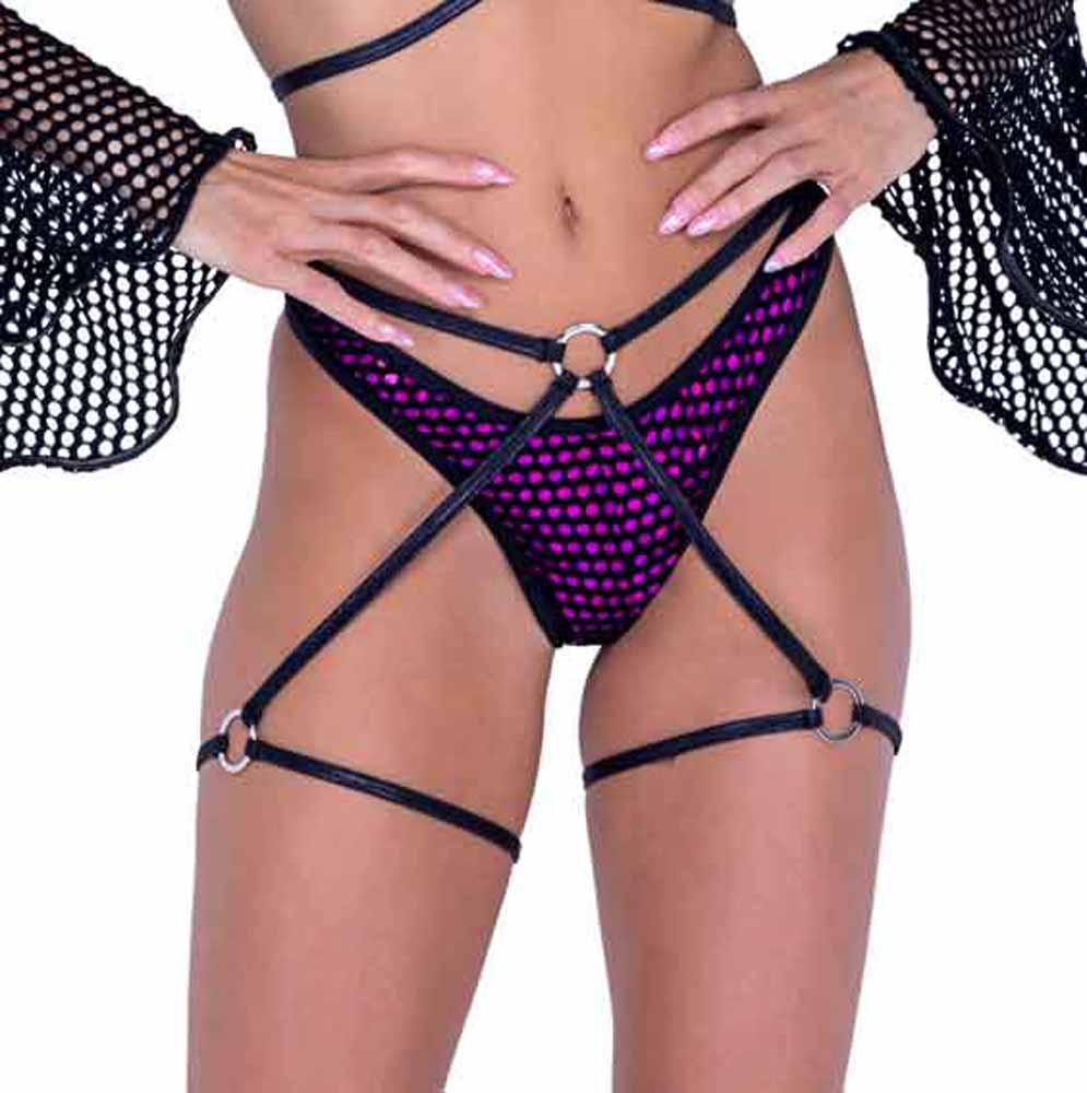 R-6496 Shimmer Lined Fishnet Cheeky Shorts  Roma   