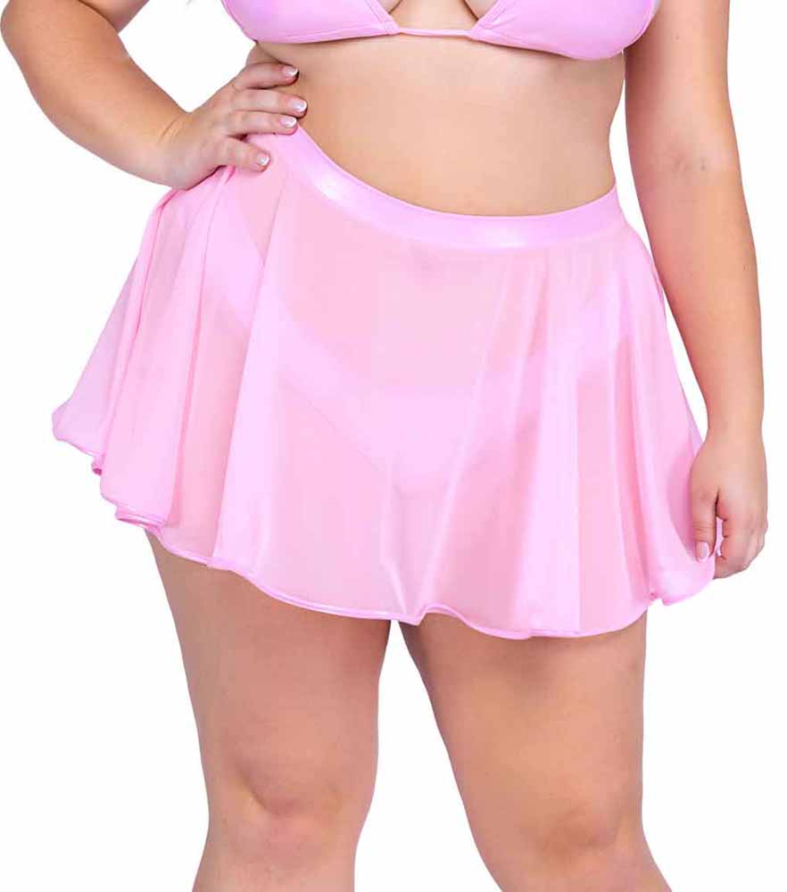 R-6542 Extended Size Baby Pink Sheer Mesh Skirt  Roma   