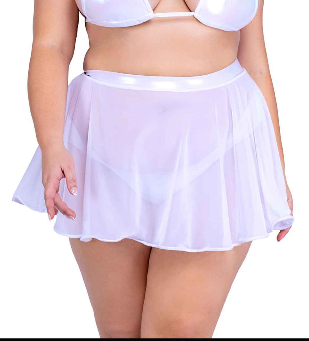 R-6542 Extended Size White Sheer Mesh Skirt  Roma   