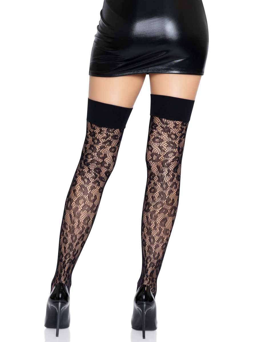 LA6640 - Leopard Net Thigh Tights